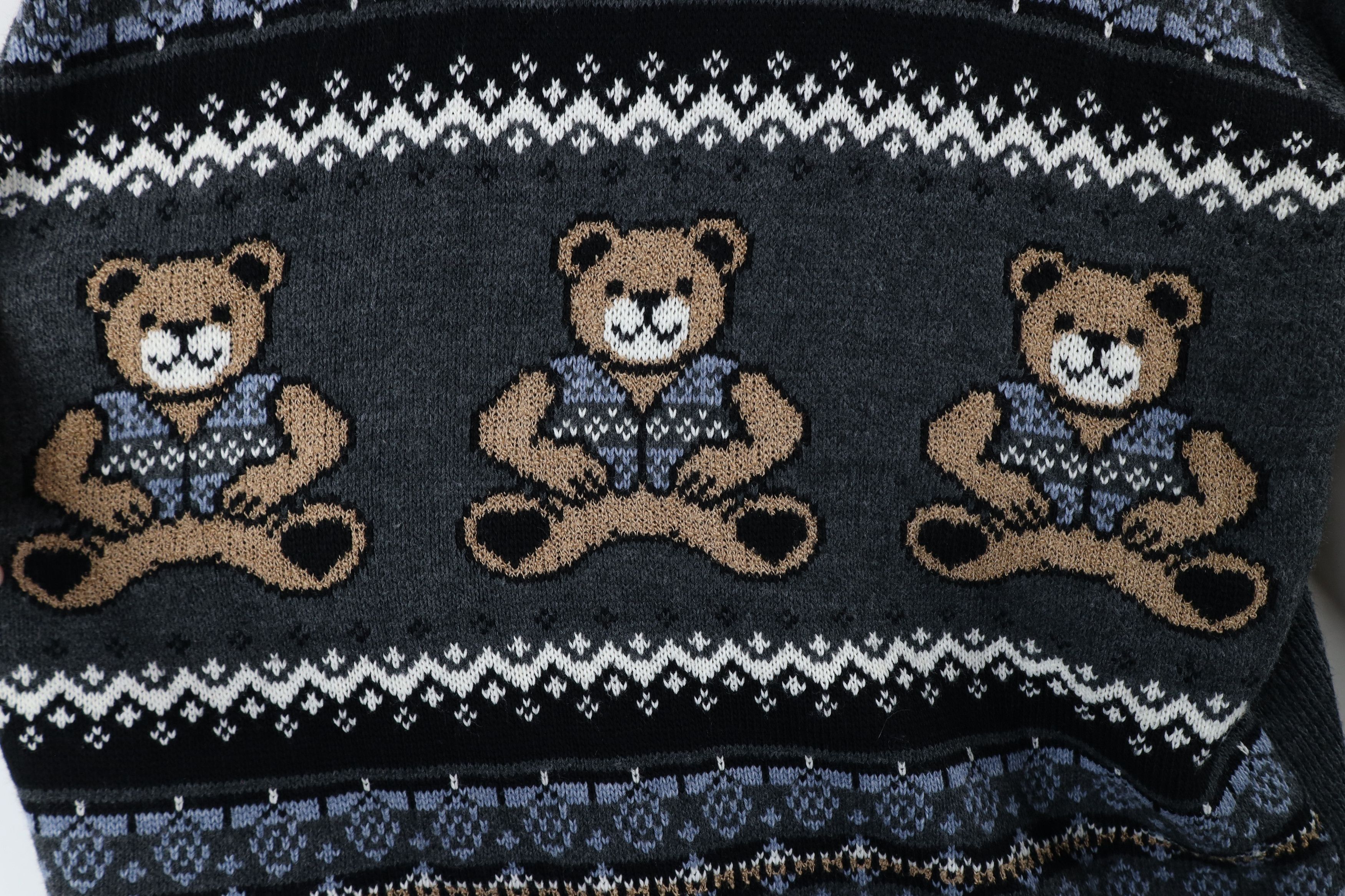 Vintage Vintage 90s Streetwear Teddy Bear Marled Knit Sweater USA Size M / US 6-8 / IT 42-44 - 4 Thumbnail