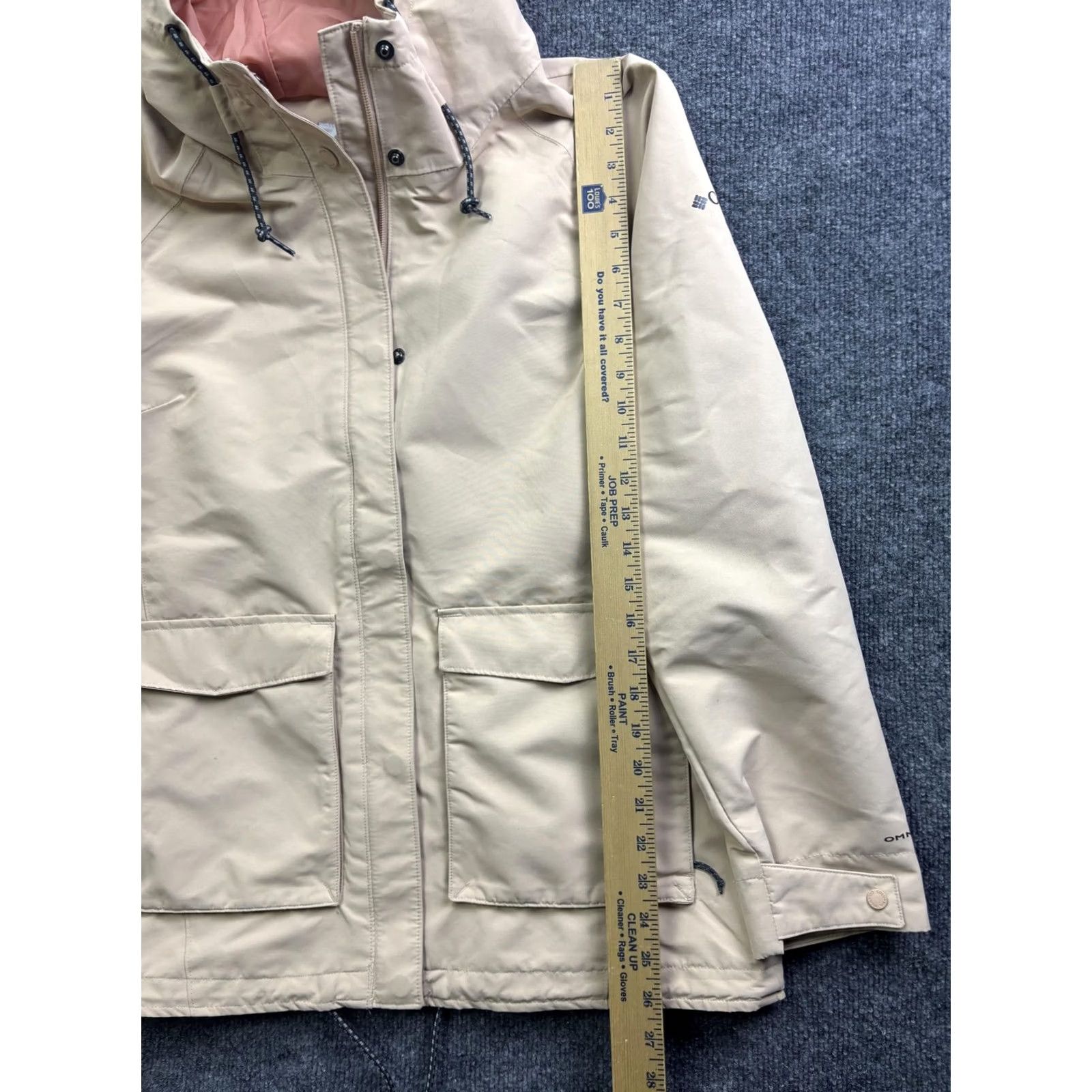 Vintage Columbia Jacket Womens M Beige Omni-Tech Hooded Waterproof Pockets Regular Zip Size M / US 6-8 / IT 42-44 - 3 Thumbnail