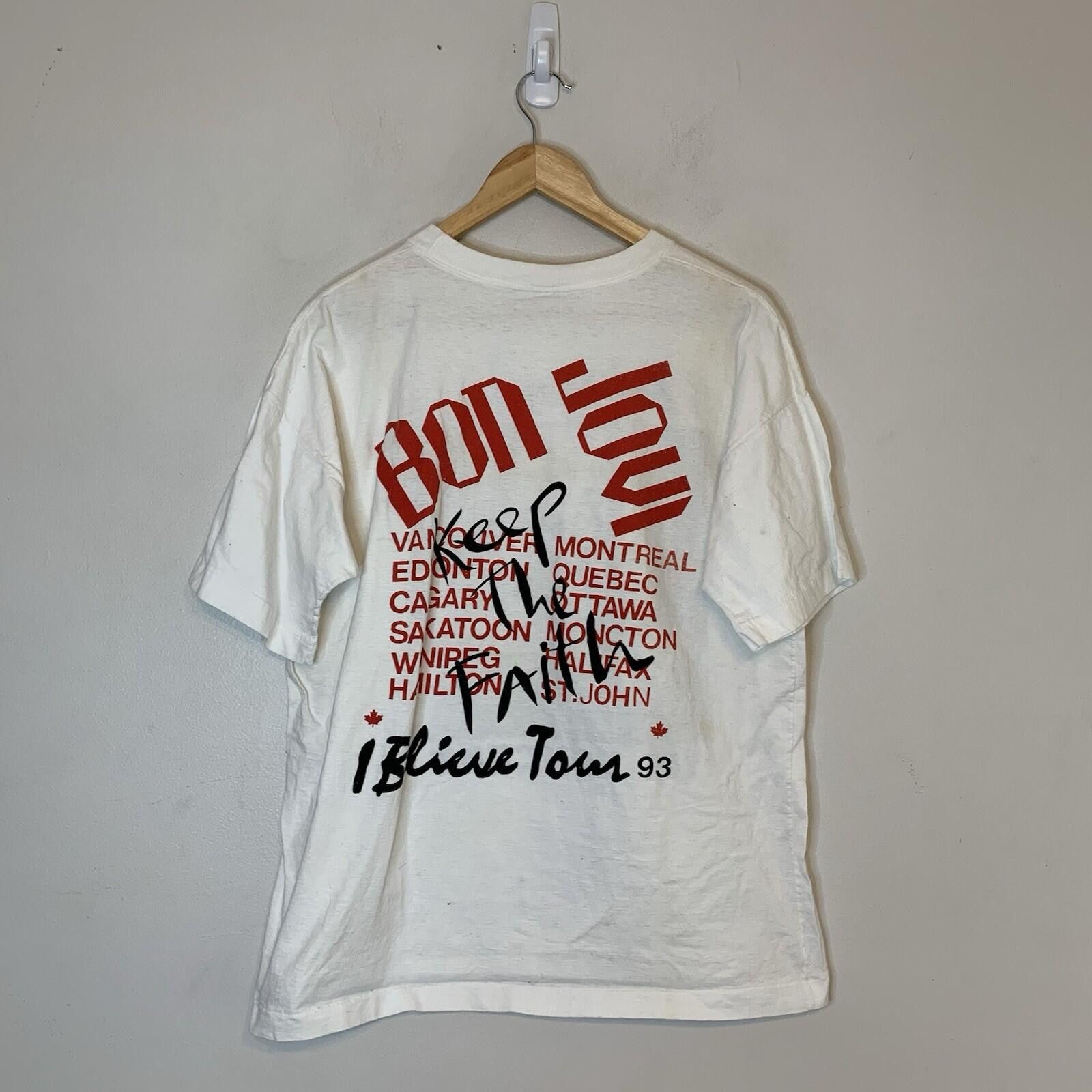 Vintage Vintage 1993 Bon Jovi I Believe Tour Shirt White Size L Size US L / EU 52-54 / 3 - 3 Thumbnail