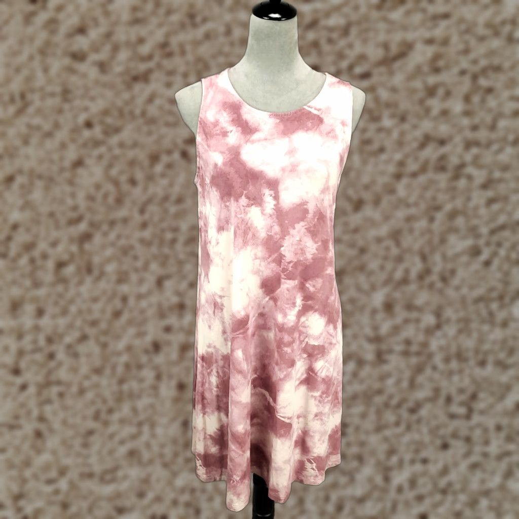 Old Navy Old Navy Dress Tank Womens Large L Mauve Pink White Tie Dye Stretch Pullover Sleeveless Knit Casual Beach Bohemian Colorful Knee Length Shirt Womens Size L / US 10 / IT 46 - 1 Thumbnail