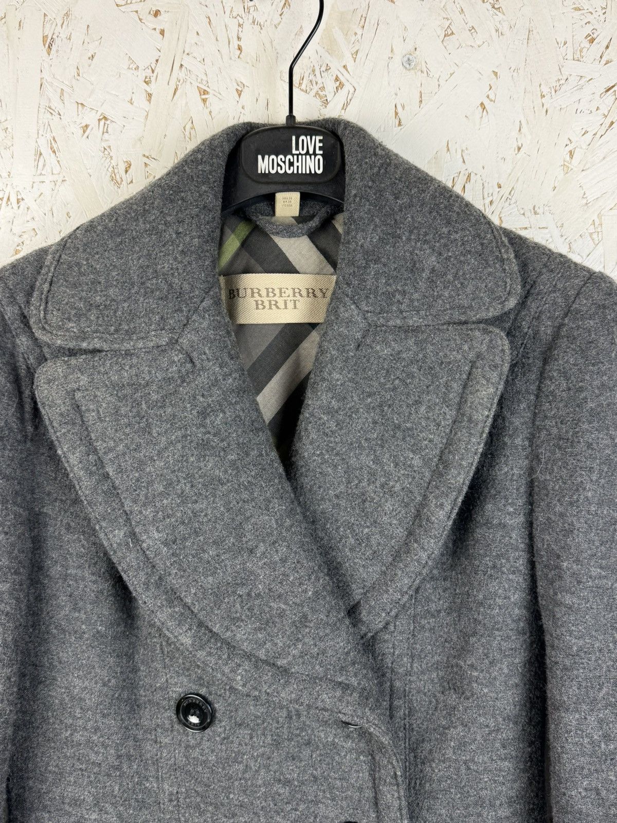 Burberry Burberry Brit Wool Pea Coat Grey Nova Check Lining IT40 US4 Size XS / US 0-2 / IT 36-38 - 2 Thumbnail