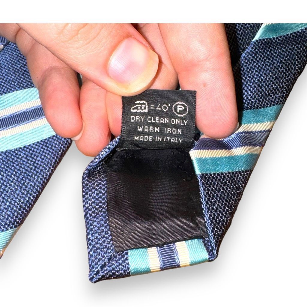 Les Copains Les Copains Navy & White Handmade in Italy Rep Stripe Tie Size ONE SIZE - 6 Thumbnail