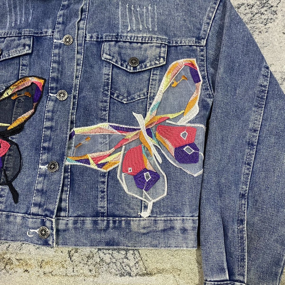 Sandro Gcw23🔥Sandro Butterfly PatchWork Light Washed Denim Jacket Size M / US 6-8 / IT 42-44 - 5 Thumbnail