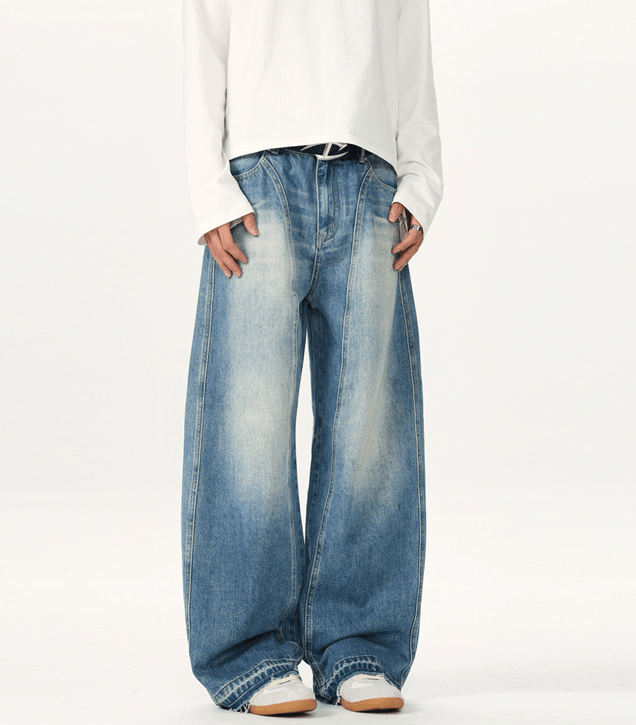 Japanese Brand × Jean Light blue washed distressed baggy jeans Size US 32 / EU 48 - 6 Thumbnail