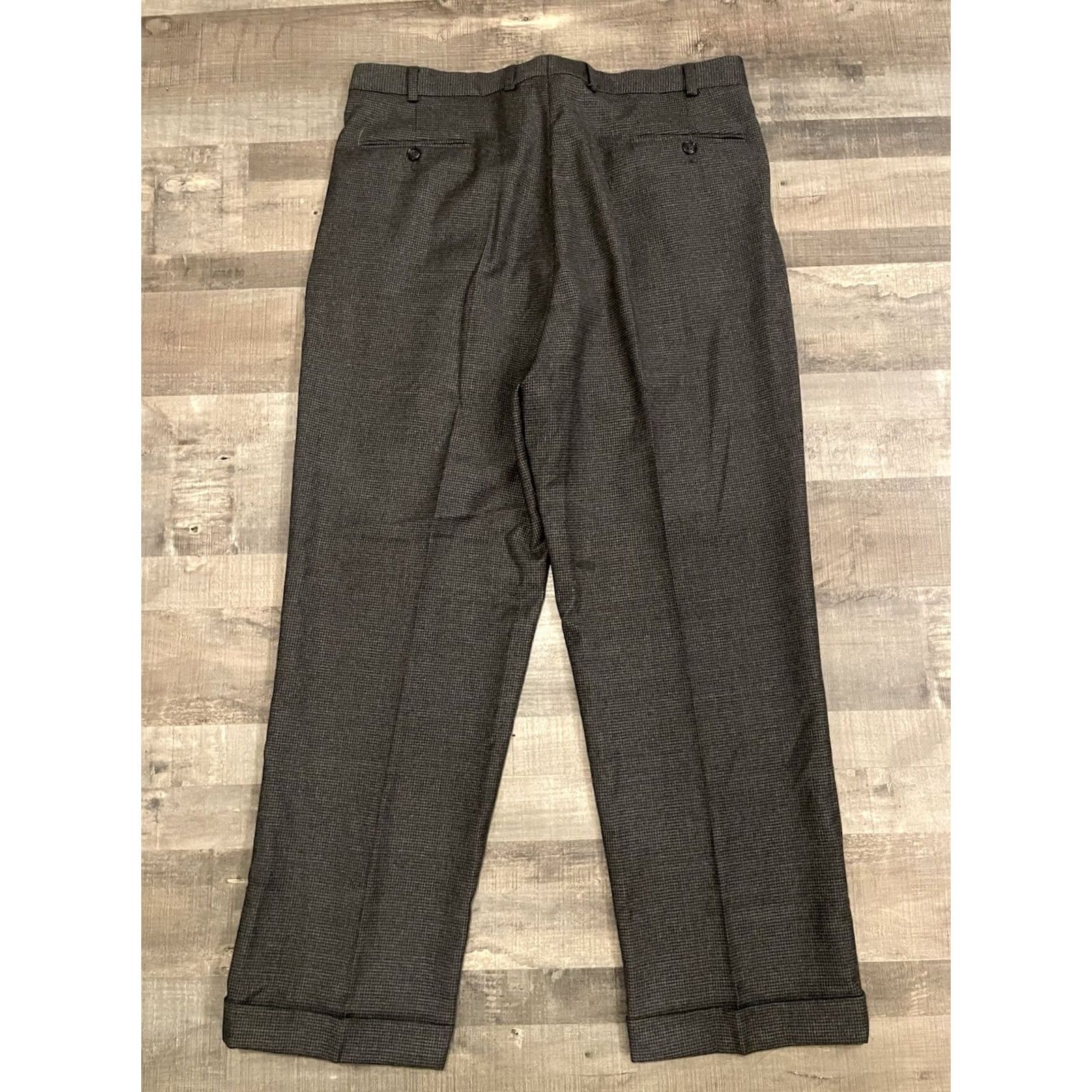 Brooks Brothers VINTAGE Brooks Brothers Pants Mens 36 Gray Wool Houndstooth Plaid Cuffed Dress Pants Regular Mens Size US 36 / EU 52 - 3 Thumbnail