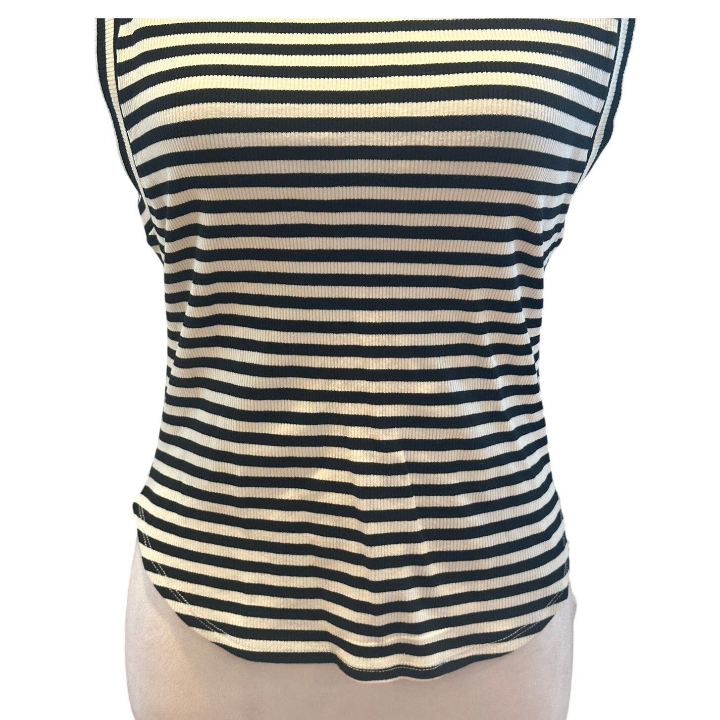Other Elodie Women's Sleeveless Ribbed Black White Tank Top L NWT Size L / US 10 / IT 46 - 4 Thumbnail