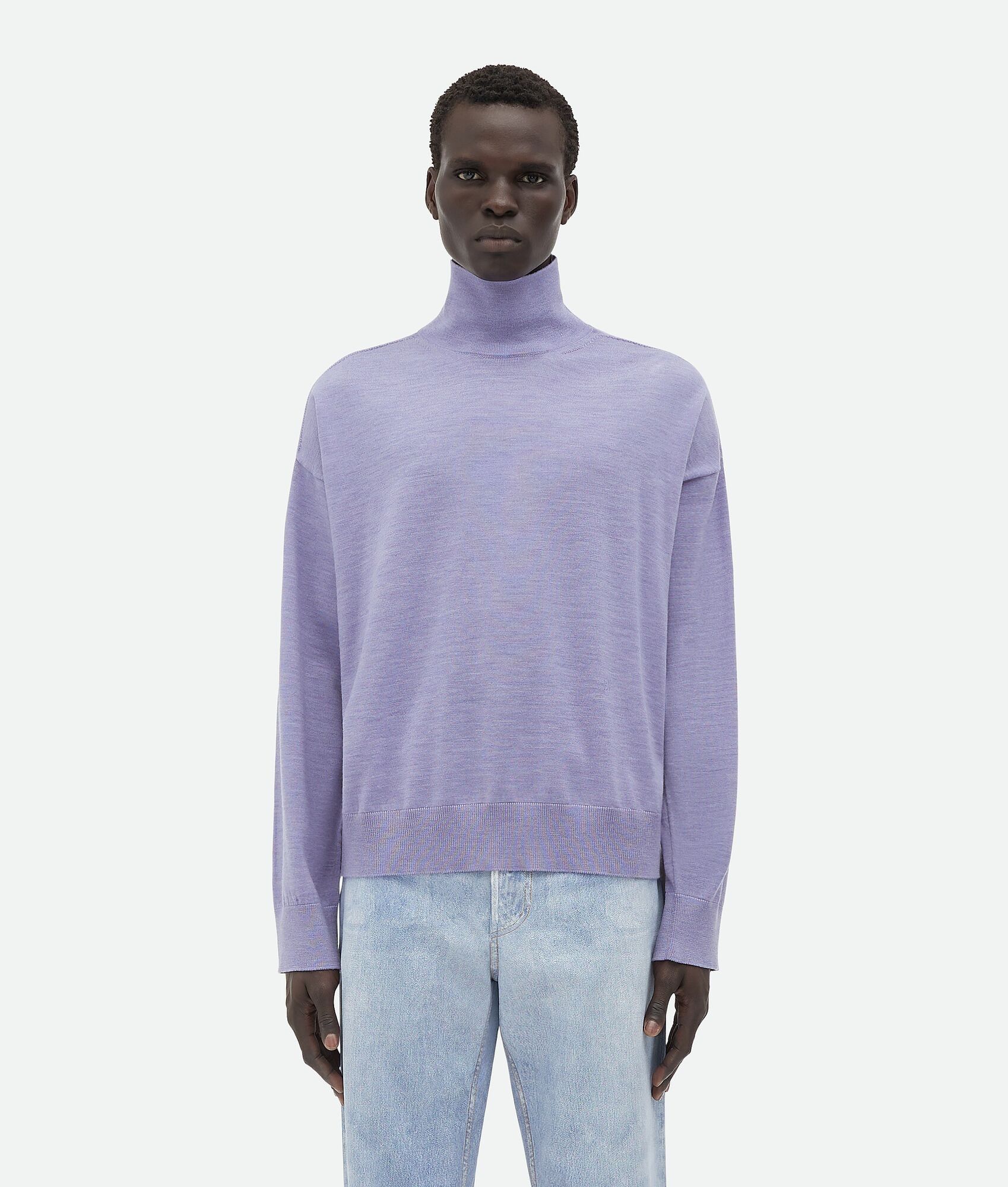 Bottega Veneta Lilac Light Wool Embroidered Logo High Neck Sweater Size US M / EU 48-50 / 2 - 2 Thumbnail