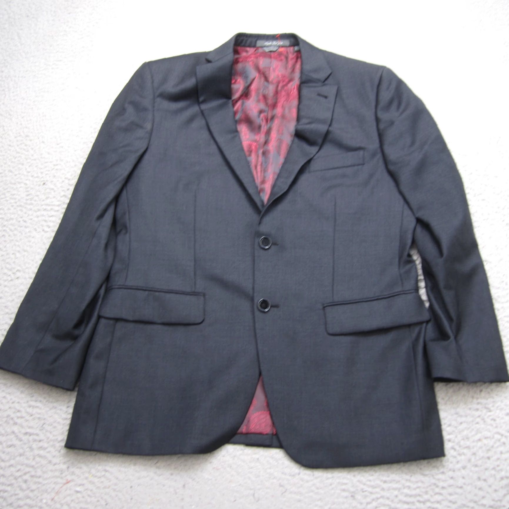 Vintage Indochino Blazer Mens 42 Gray Wool Paisley Lined Sport Coat 2 Button Size 42R - 2 Thumbnail
