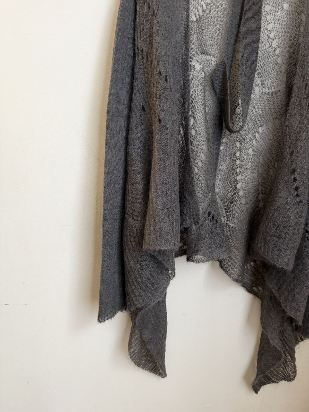 Rick Owens Rick Owens STAG FW 2008 gray open knit draped cardigan Size M / US 6-8 / IT 42-44 - 2 Thumbnail