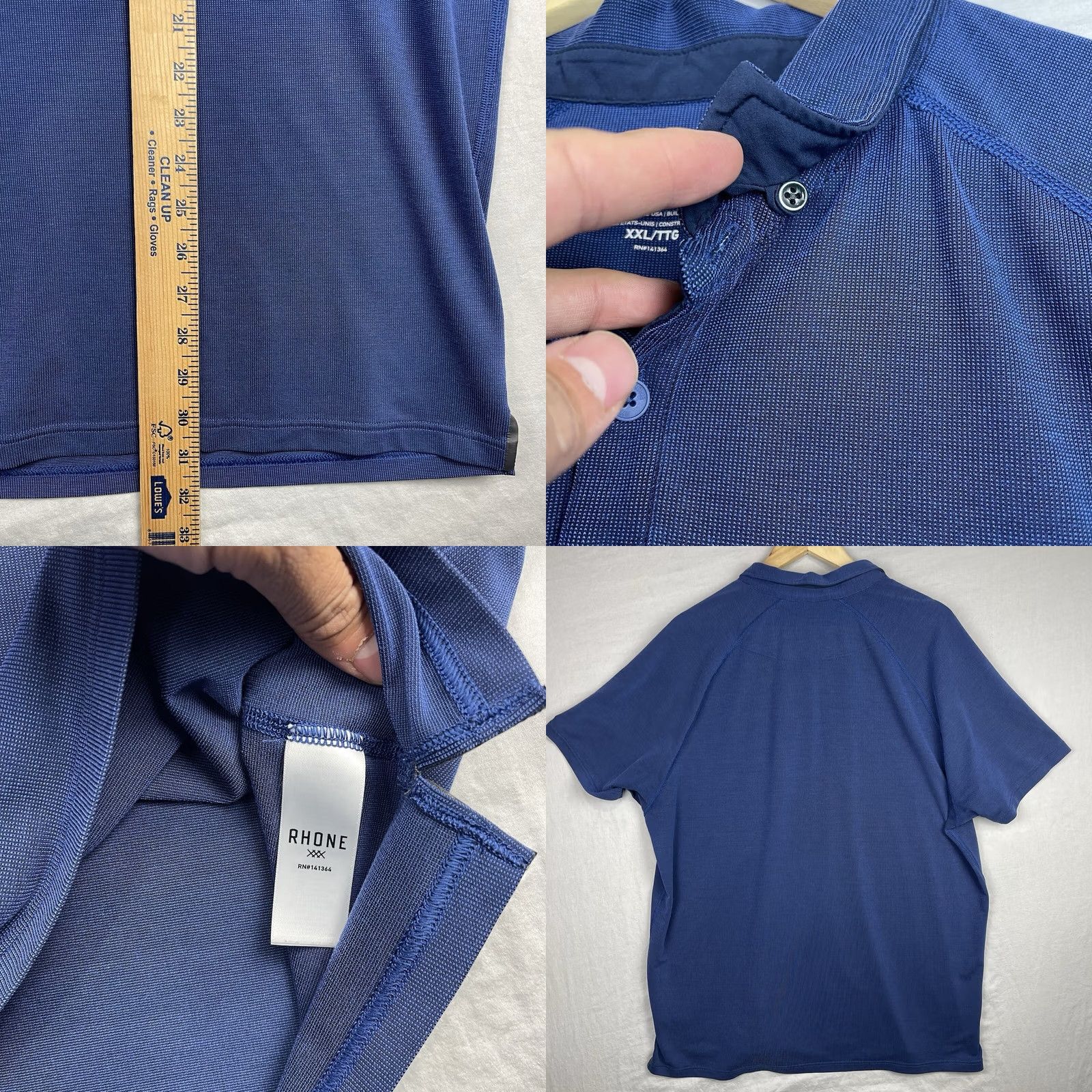 Rhone Rhone Polo Shirt Mens 2XL Navy Blue Collared Button Down Performance Stretch Polo Shirt Men 2XL Navy Blue Size US XXL / EU 58 / 5 - 8 Thumbnail
