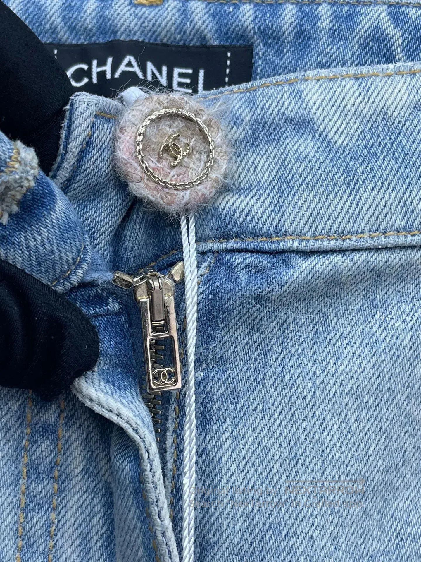 Chanel Chanel 24K Blue Coated Denim Straight Pants. Size 37" - 4 Thumbnail