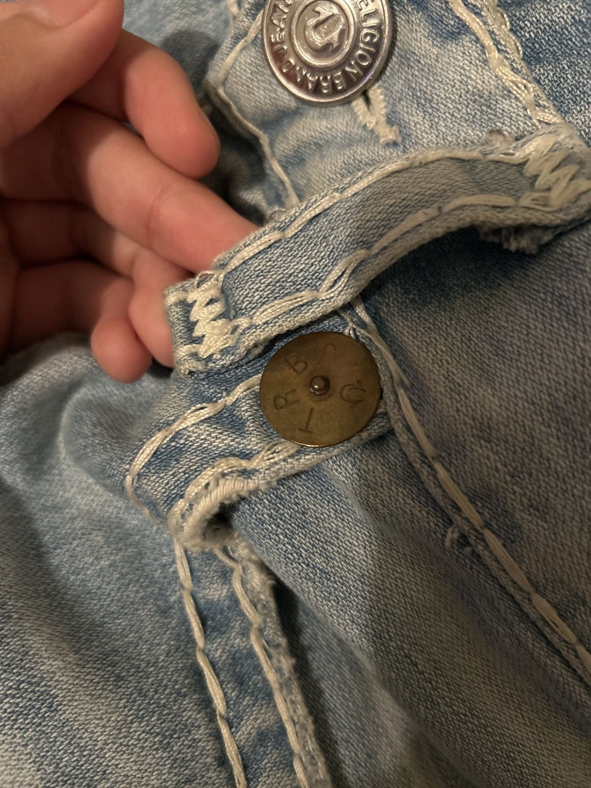 True Religion Truey Ricky Super T USA Made Natural Bleach Wash NBTZ Size US 32 / EU 48 - 6 Thumbnail