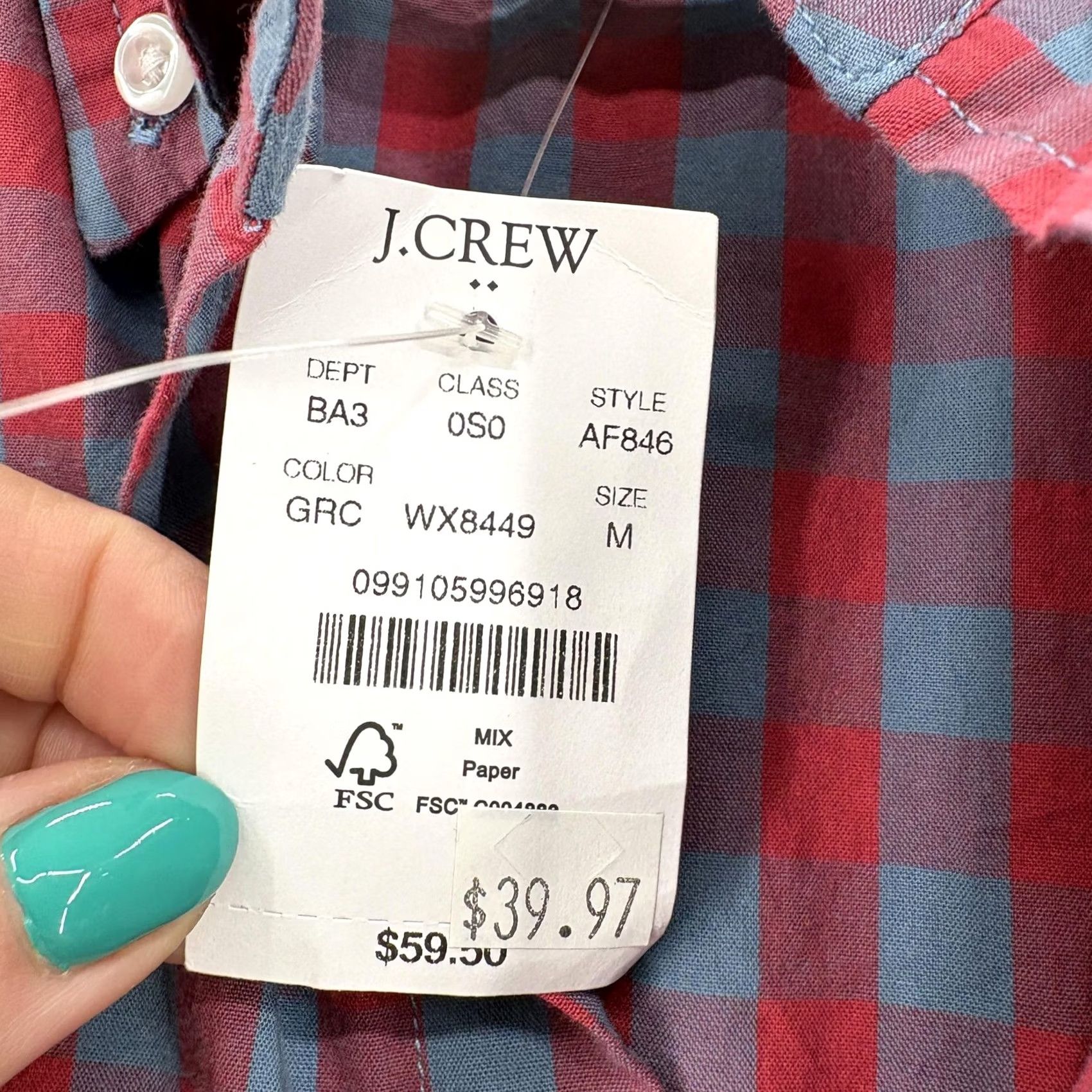 J.Crew J.Crew Shirt Mens M Red Check Long Sleeve Button-Up Slim Stretch Casual Modern Size US M / EU 48-50 / 2 - 5 Thumbnail