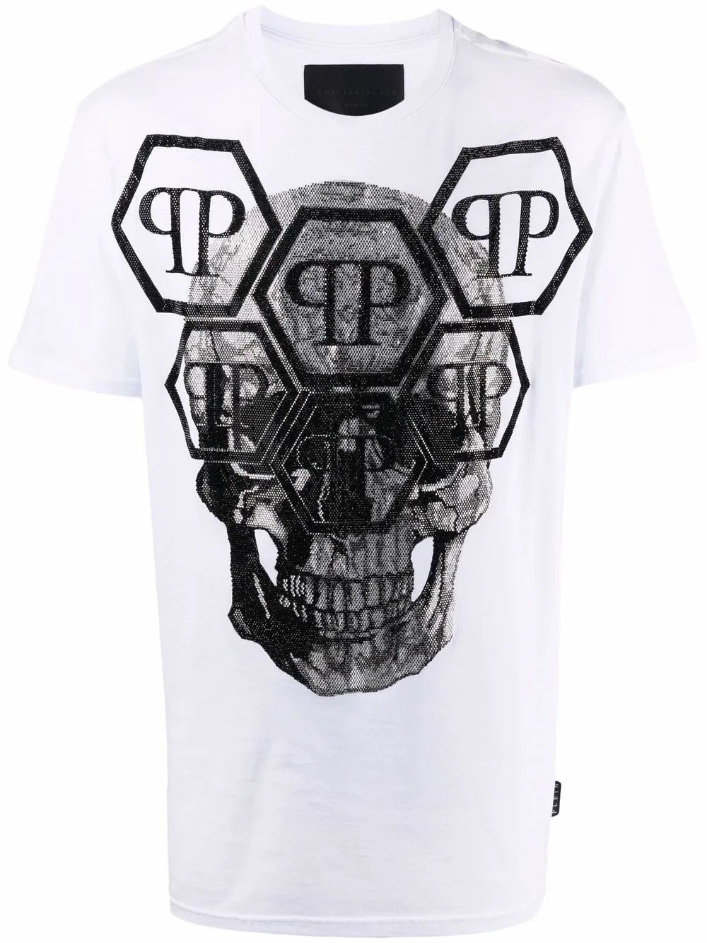 Philipp Plein Philipp Plein Rhinestone Skull Hex Logo T-Shirt – Size XL Size US XL / EU 56 / 4 - 1 Thumbnail