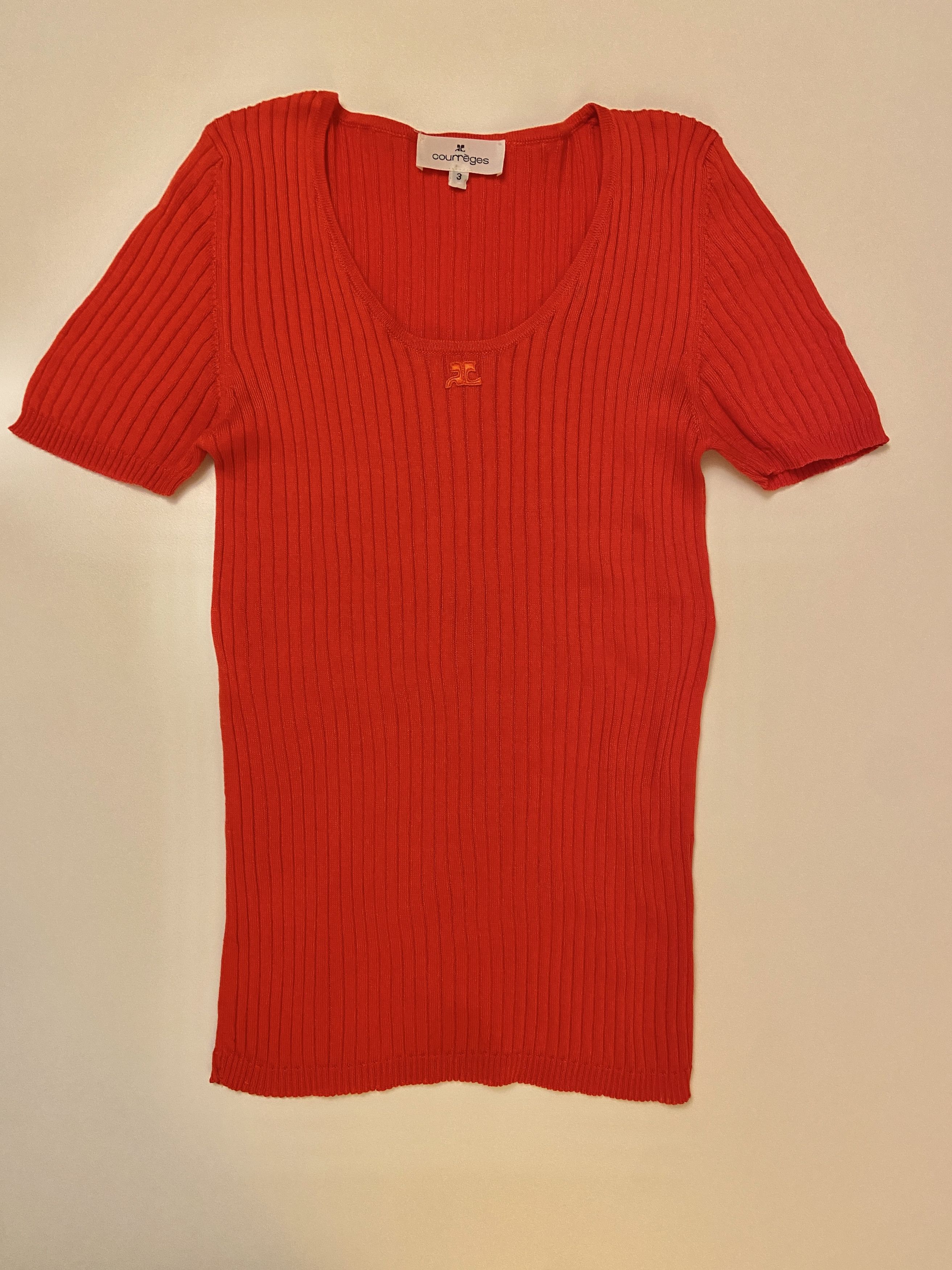 Courreges Courreges Ribbed Red Scoop Neck Sweater Size S / US 4 / IT 40 - 4 Thumbnail