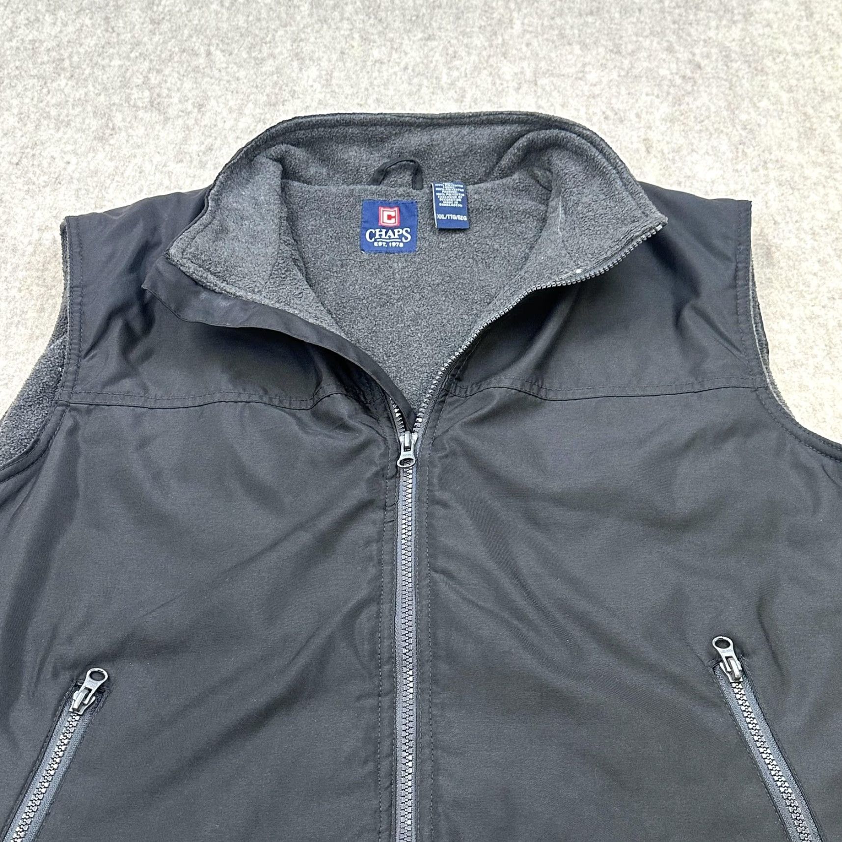 Chaps Chaps Vest Mens 2XL Black Full Zip Fleece Lined Stand Collar Rib Hem Pockets Size US XXL / EU 58 / 5 - 3 Thumbnail