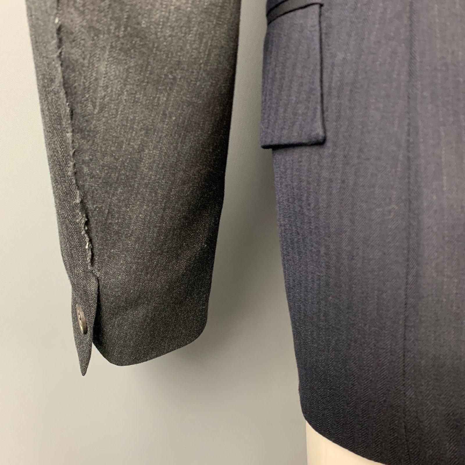 Lardini Size 40 Charcoal & Navy Mixed Fabrics Wool Sport Coat Size 40R - 5 Thumbnail