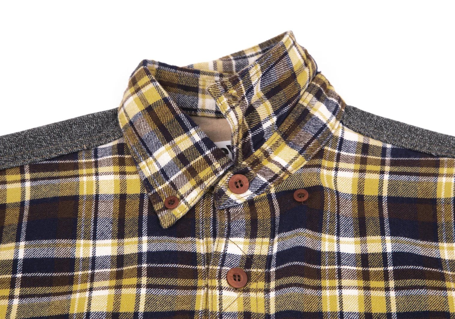 Junya Watanabe Checkered Flannel Shirt in Yellow, Navy, and Brown Size US XS / EU 42 / 0 - 3 Thumbnail
