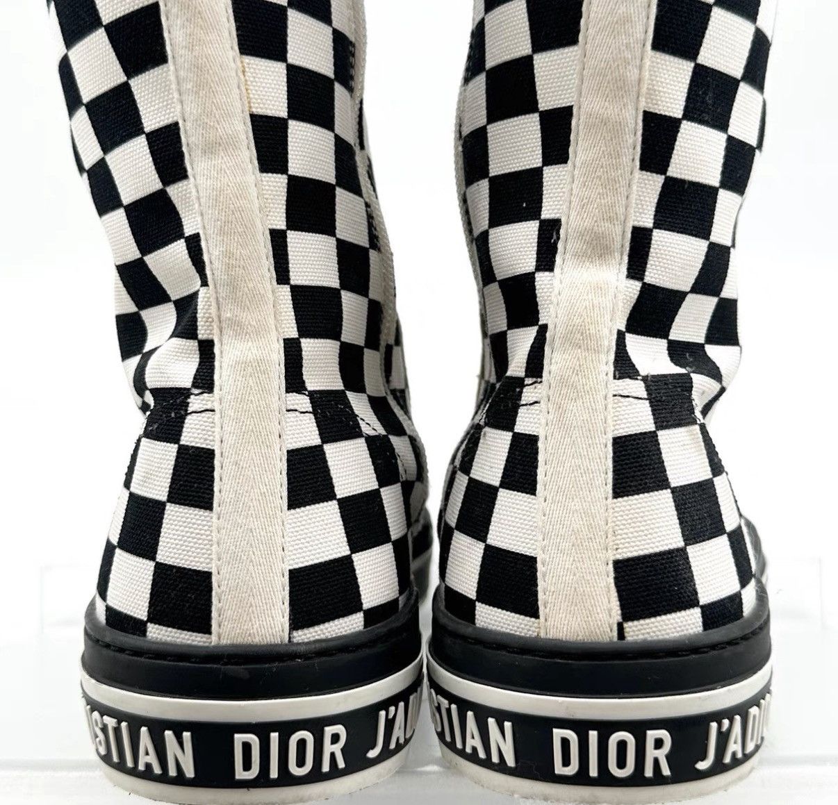 Dior Dior Black White Checkerboard Canvas Mid-Calf Boots K12 Size US 9 / IT 39 - 5 Thumbnail