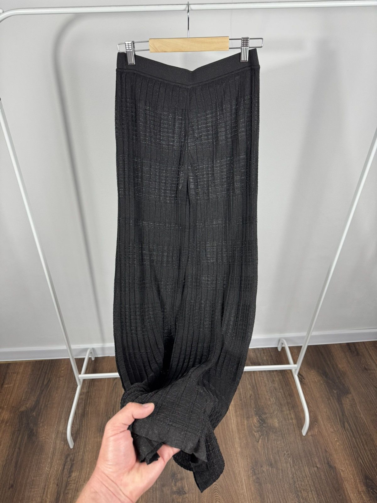 Other Falconeri Black Pleated Wide Leg Pants Shiny Knit Trousers S Size 28" / US 6 / IT 42 - 16 Thumbnail