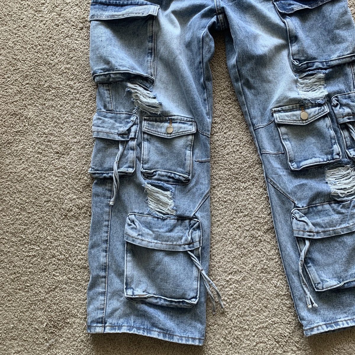 Other Autumn Casual Distressed Multi-Pocket Denim Wide Leg Cargo Size US 36 / EU 52 - 4 Thumbnail