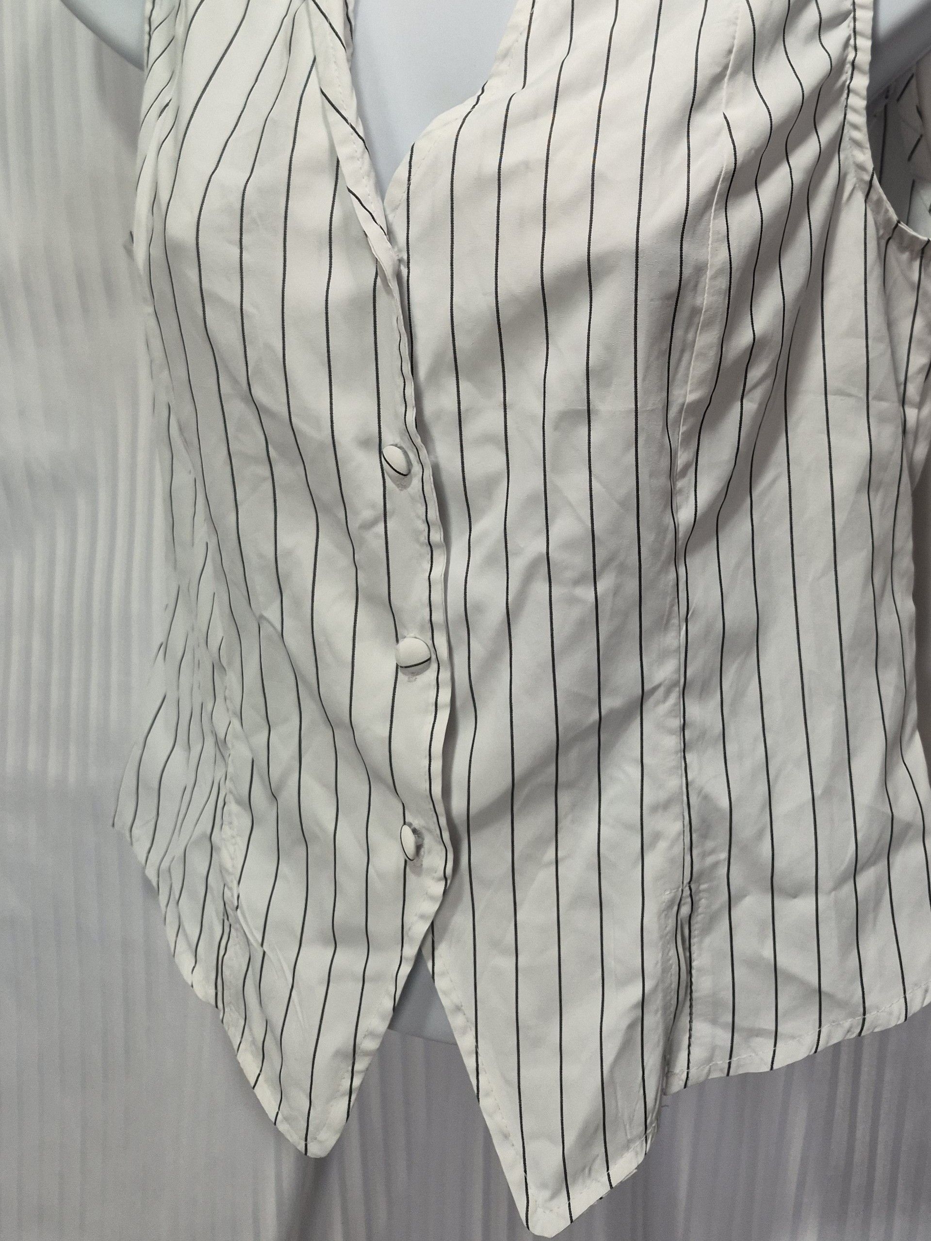Other Medium Classic White Pinstripe Sleeveless Button-Front Top Size M / US 6-8 / IT 42-44 - 4 Thumbnail