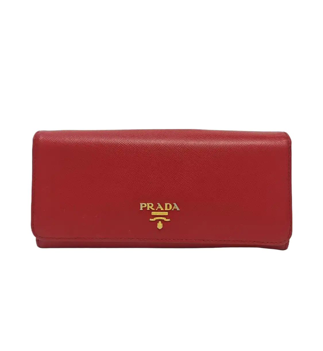 Prada PRADA red cowhide leather cross pattern wallet gold hardware Size ONE SIZE - 1 Thumbnail