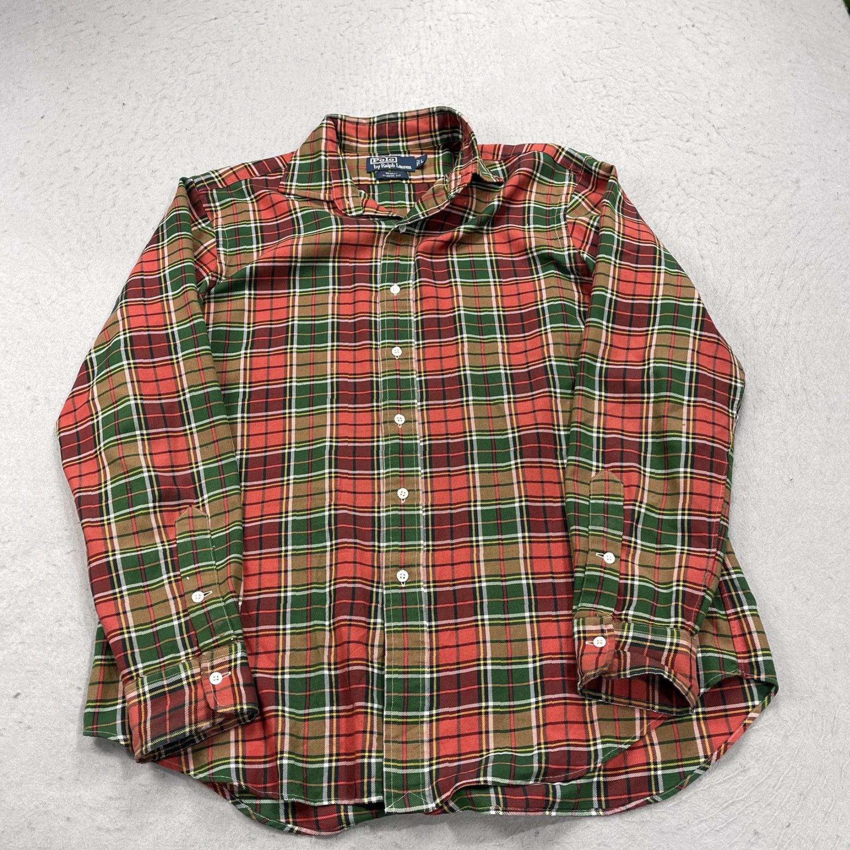Polo Ralph Lauren Polo Ralph Lauren Shirt Mens Large Multicolor Plaid Regent Classic Cotton Silk Wool Twill Button-Up Long Sleeve Casual Size US L / EU 52-54 / 3 - 2 Thumbnail