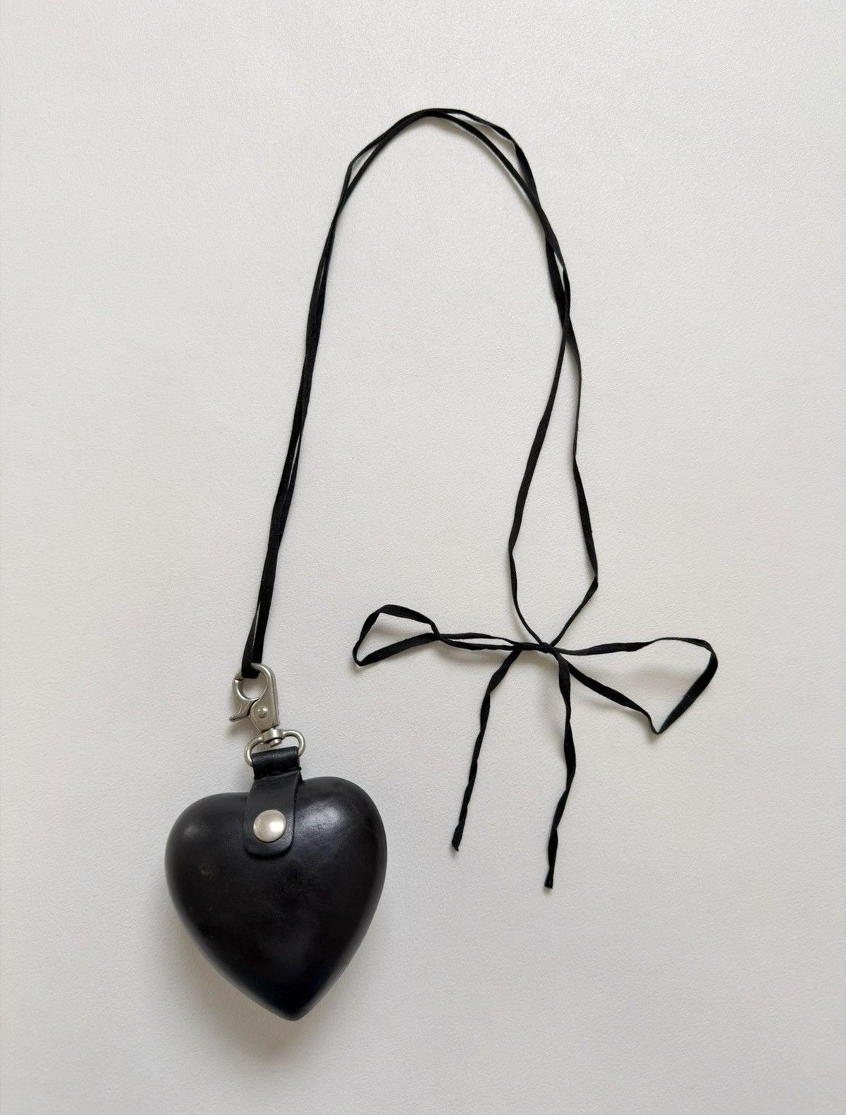 Ann Demeulemeester Black Leather Heart Shaped Locket Necklace Size ONE SIZE - 2 Thumbnail