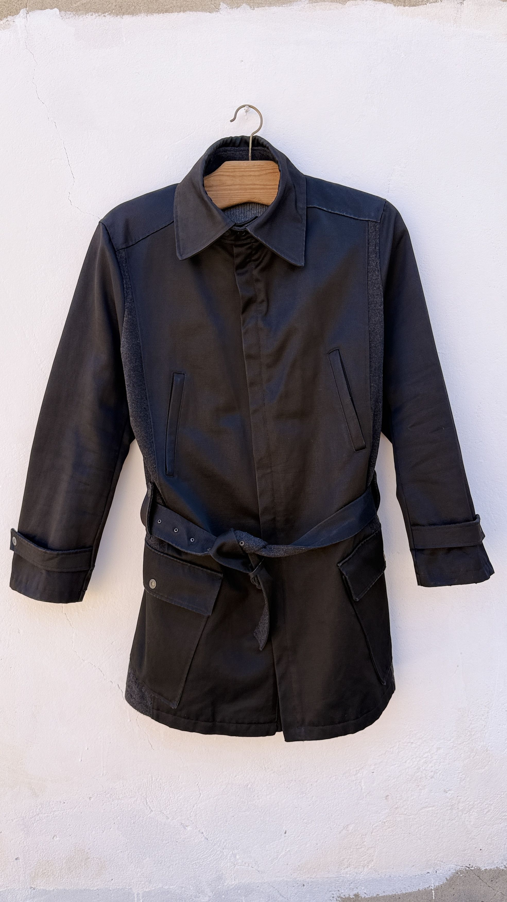 Kenzo Kenzo dark coat black gray slim size L/xl belted Size US L / EU 52-54 / 3 - 4 Thumbnail