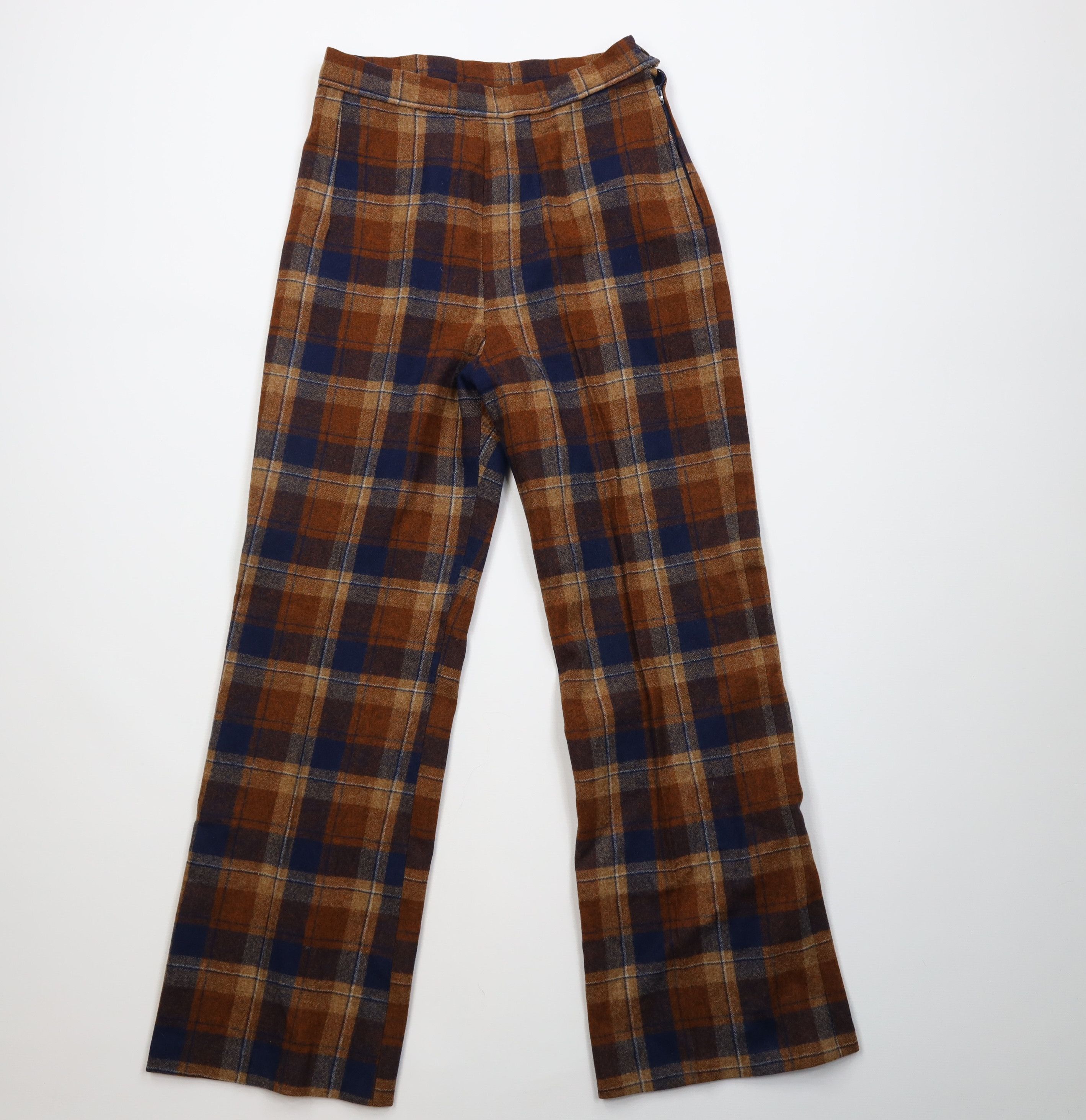 Vintage Vintage 60s Streetwear Bell Bottoms Pants Plaid USA Size 26" / US 2 / IT 38 - 1 Thumbnail