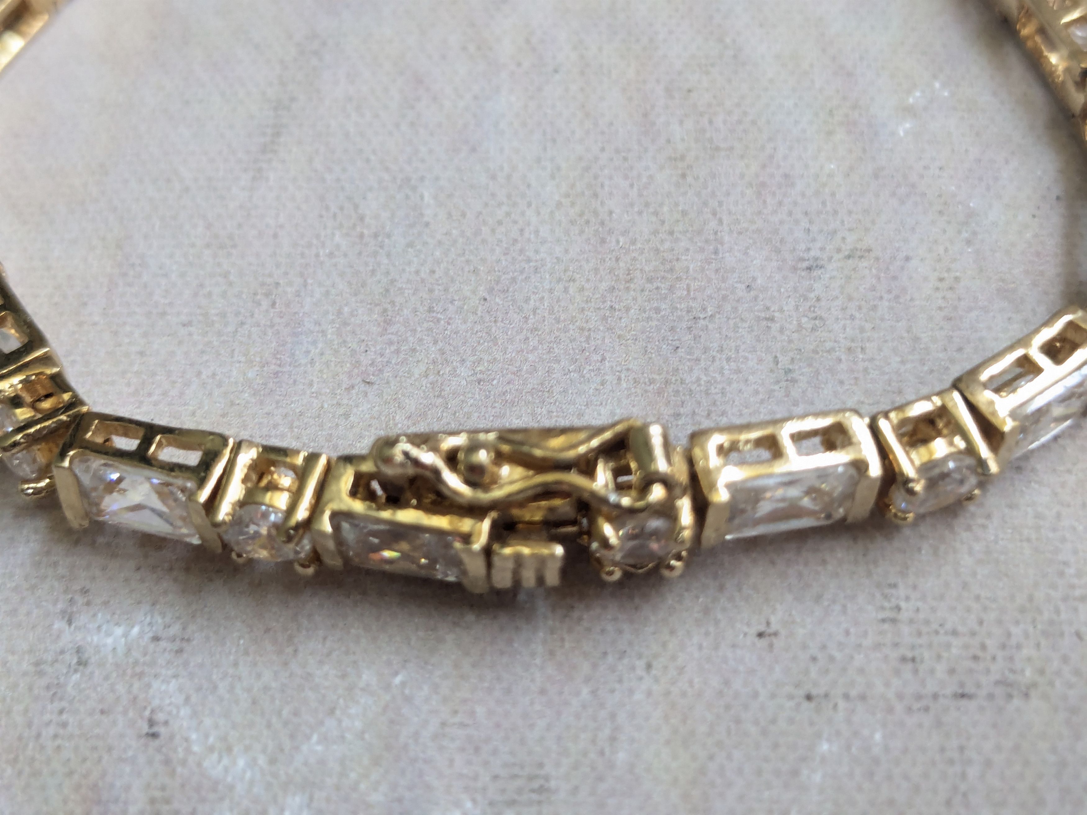 Sterling Silver Sterling Silver Tennis Bracelet 7 Gold Clear CZ Size ONE SIZE - 9 Thumbnail