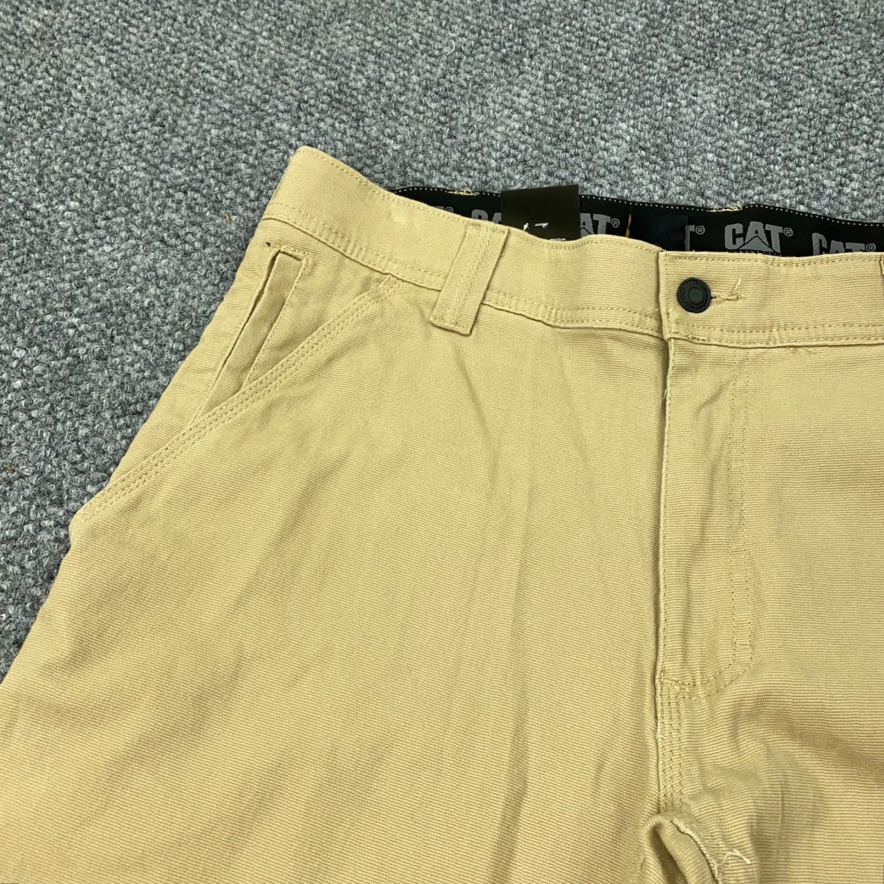Vintage VINTAGE CAT Caterpillar Utility Pants Mens 34x29 Tan Canvas Flex Work Cargo NWT - Mens Carpenter Pant 34 Beige Canvas Stretch Pockets 36W 28L Updated" Size US 34 / EU 50 - 3 Thumbnail