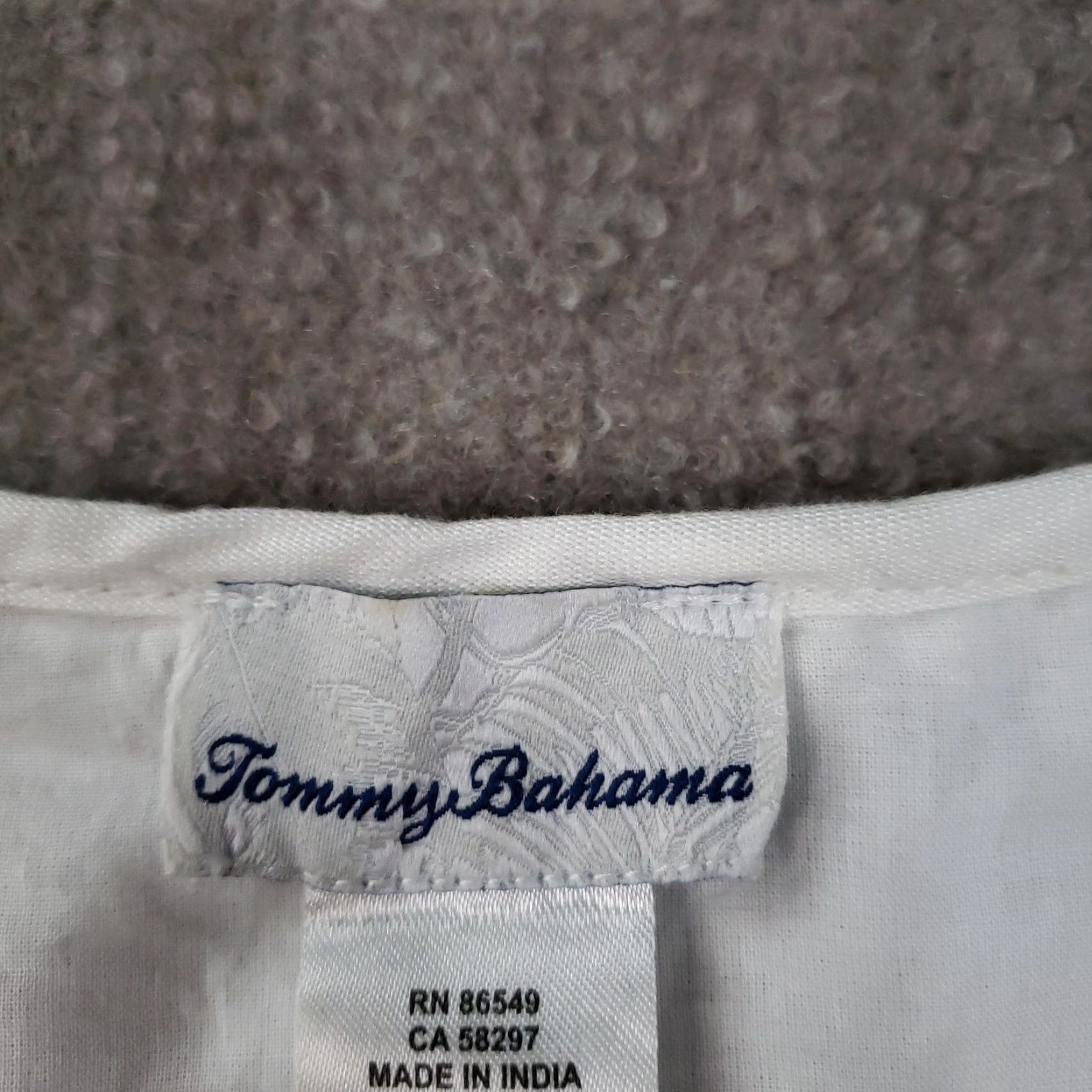 Tommy Bahama VINTAGE Tommy Bahama Dress Womens Small White Linen Tassel Cover-Up Pom Pom Hem Pockets Size S / US 4 / IT 40 - 5 Thumbnail