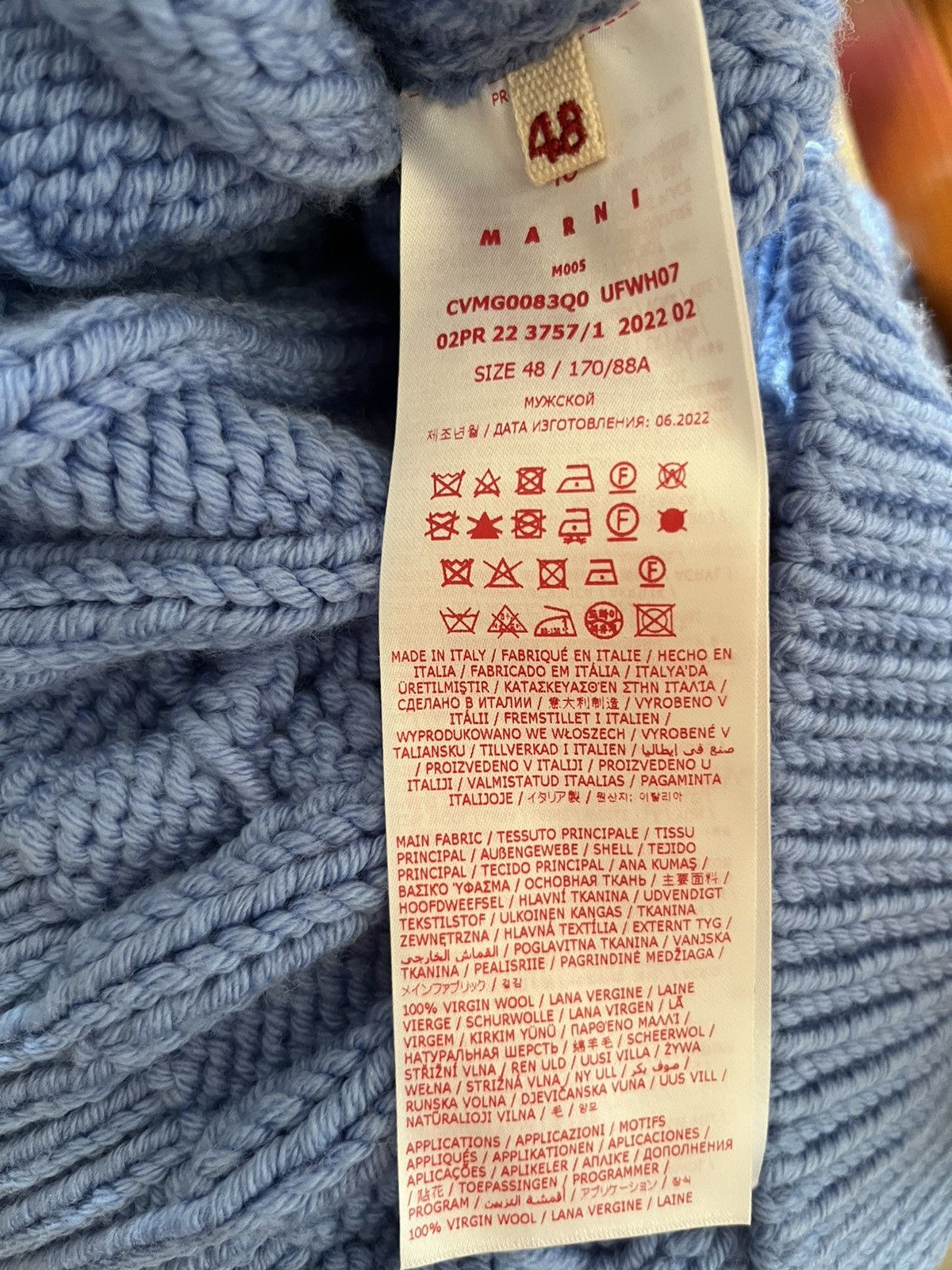 Marni Marni light blue V-neck distressed Knit sweater Size US M / EU 48-50 / 2 - 5 Thumbnail