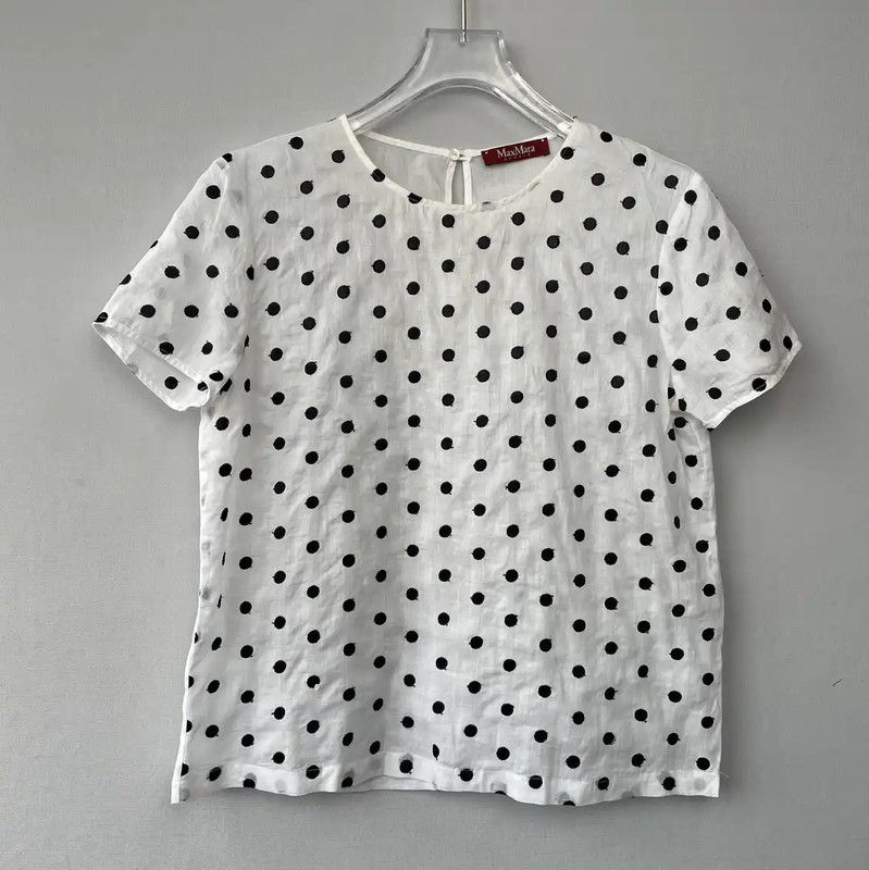 Max Mara MaxMara White Polka Dot Women's T-Shirt 0089 Size M / US 6-8 / IT 42-44 - 1 Thumbnail
