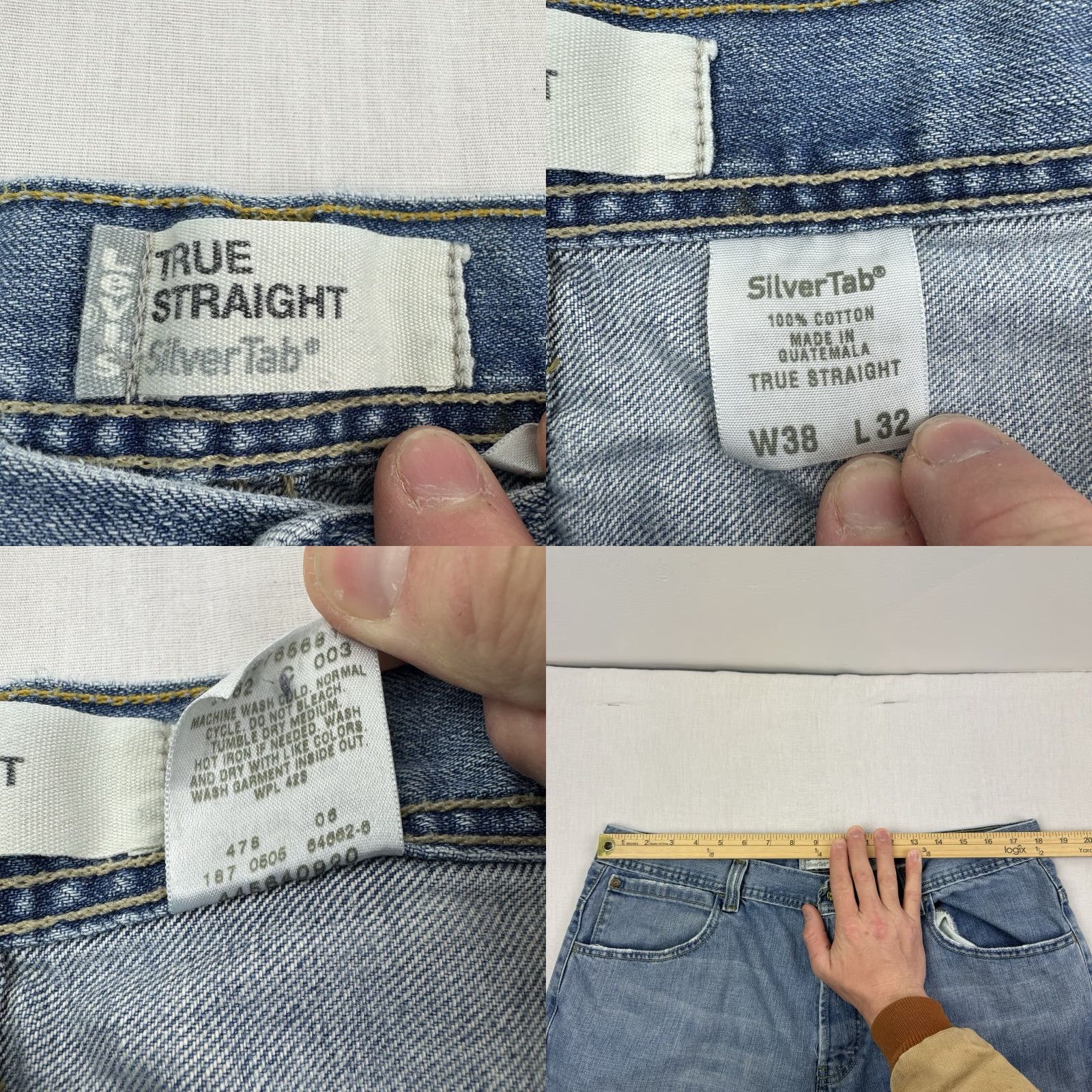 Levi's VINTAGE Levi's Silvertab Jeans Baggy Button Fly Adult 38x32 Blue Grunge Y2K 90s Mens Baggy Wide-Leg Jeans Men's 38 Blue Grunge Y2K Size US 38 / EU 54 - 8 Thumbnail