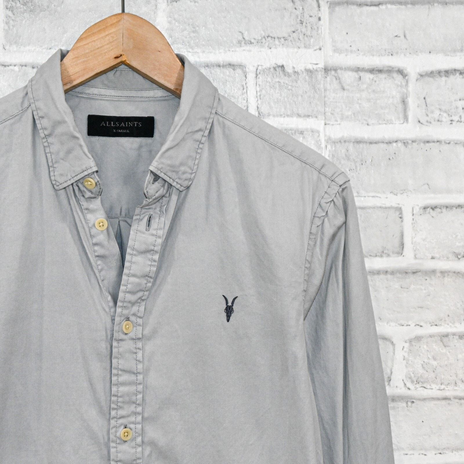 Allsaints ALL SAINTS Button Down Redondo LS Shirt Grey Cotton Rumskull Size US XS / EU 42 / 0 - 2 Thumbnail