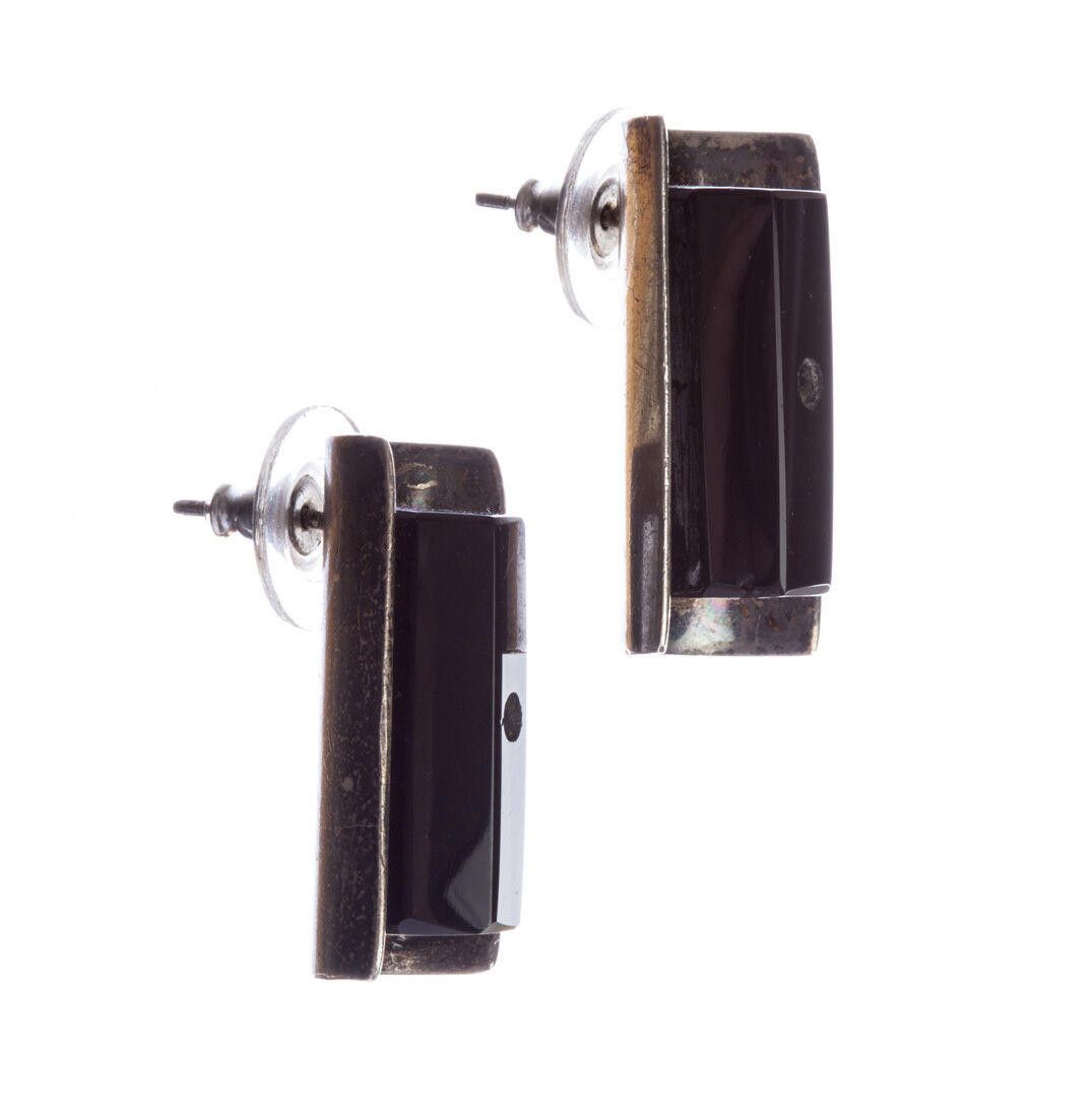 Handmade Sterling Silver Mexican Black Onyx Earrings Size ONE SIZE - 2 Thumbnail