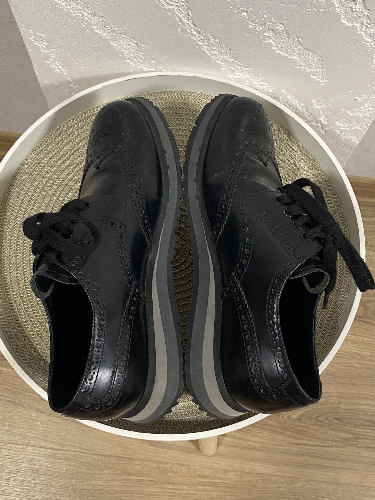 Prada Prada Sport Black Leather Derby Lace Up Brogue Sneakers 40 Size US 7 / EU 40 - 6 Thumbnail