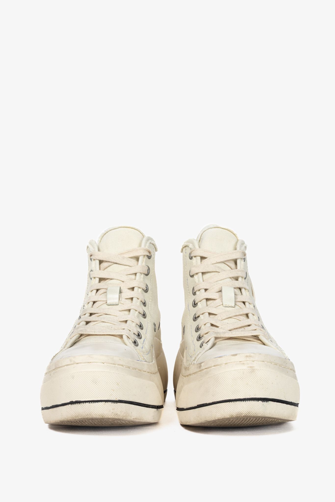 R13 R13 Kurt Ecru Canvas Lace-Up Platform High-Top Sneakers Size US 7 / IT 37 - 2 Thumbnail
