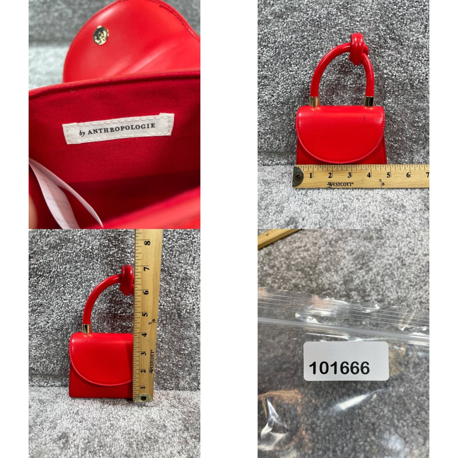 Anthropologie VINTAGE Anthropologie Knot-Handle Crossbody Bag Womens Mini Red Leather Detachable Strap Size ONE SIZE - 8 Thumbnail