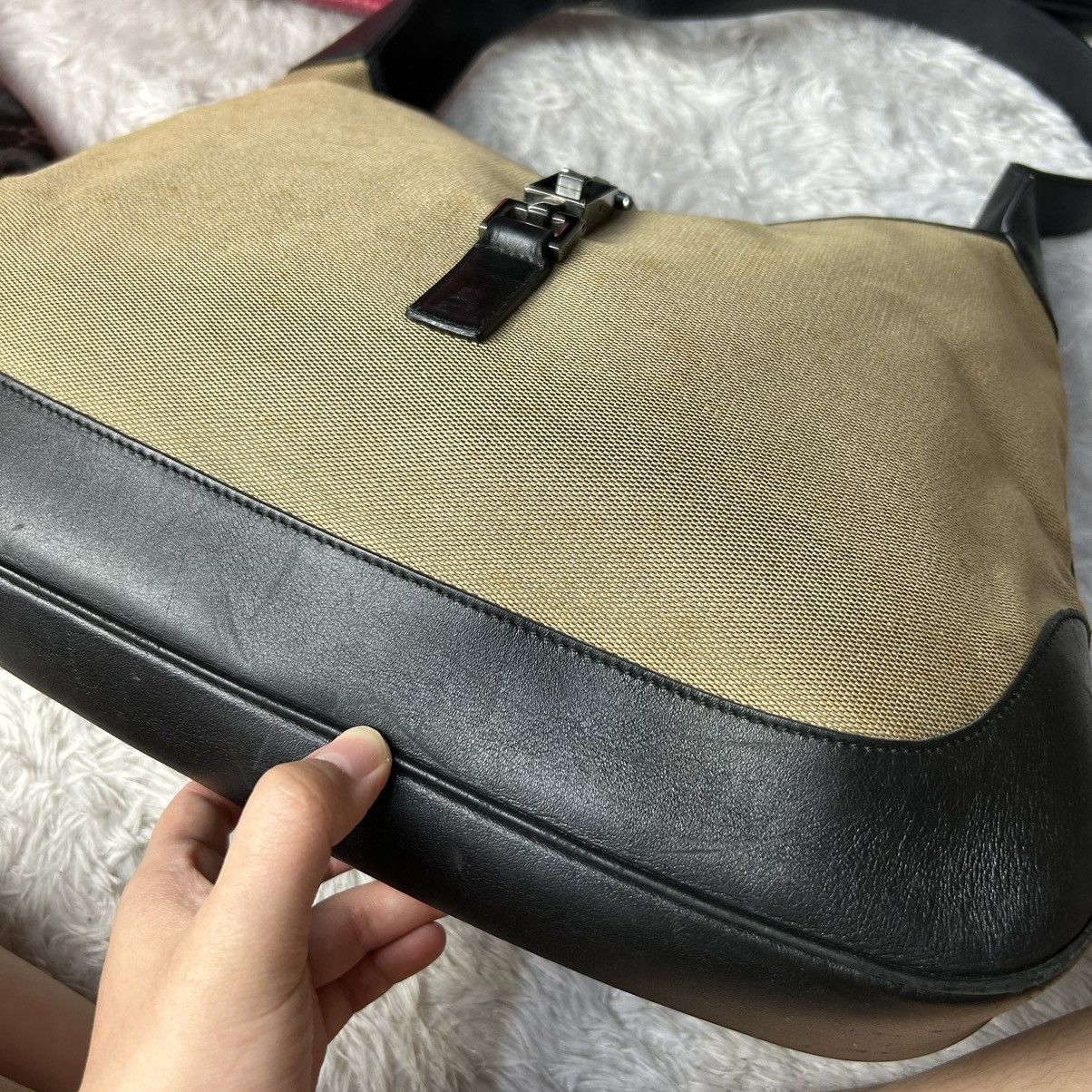 Gucci Gucci Jackie Brown nude black leather shoulderbag Size ONE SIZE - 13 Thumbnail