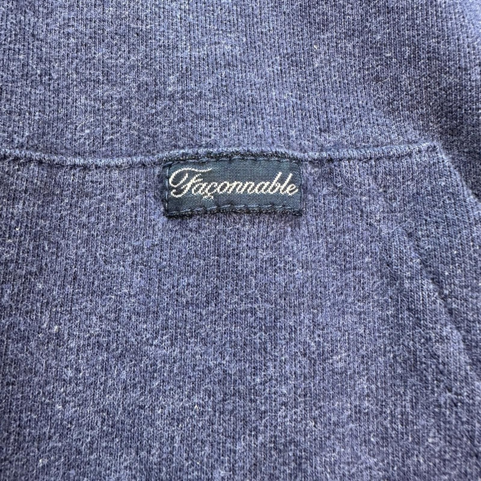 Faconnable Faconnable Mens Zip Up Hoodie Navy Blue w Tan Stripes Size M Size US M / EU 48-50 / 2 - 4 Thumbnail