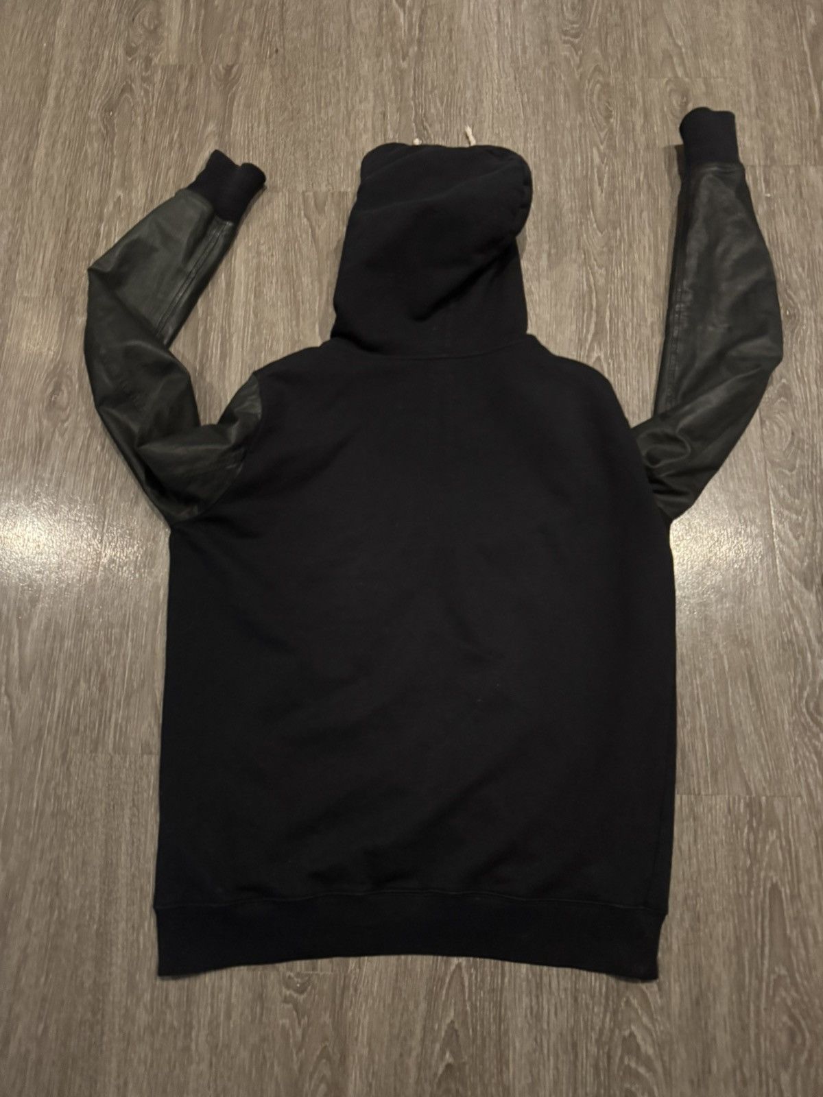 Rick Owens × Rick Owens Drkshdw Rick Owens 2013 Leather Sleeve Zip Hoodie DRKSHDW Medium Size US M / EU 48-50 / 2 - 2 Thumbnail