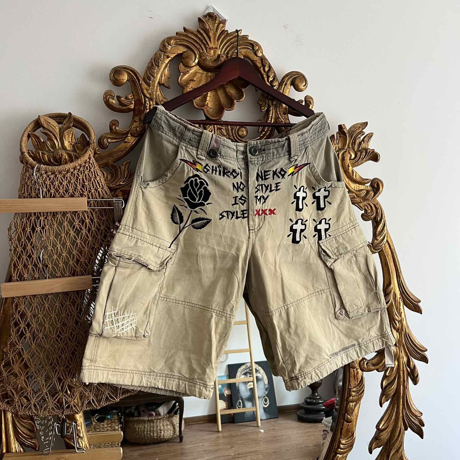 Japanese Brand Shiro Neko Bones Shorts Like Ed Hardy Sz 34