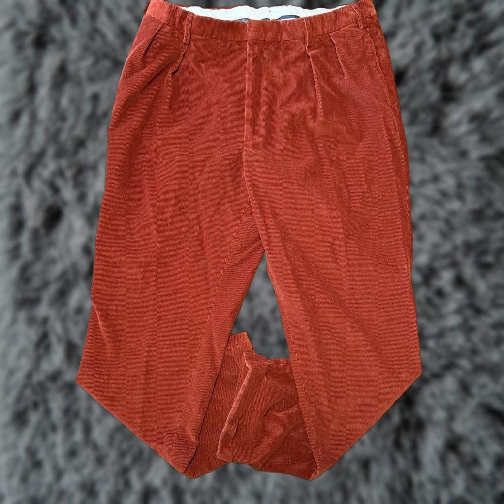 Ben Silver Charleston Pants Men’s 36x32 Brown Corduroy Velvet Italy Cuffed