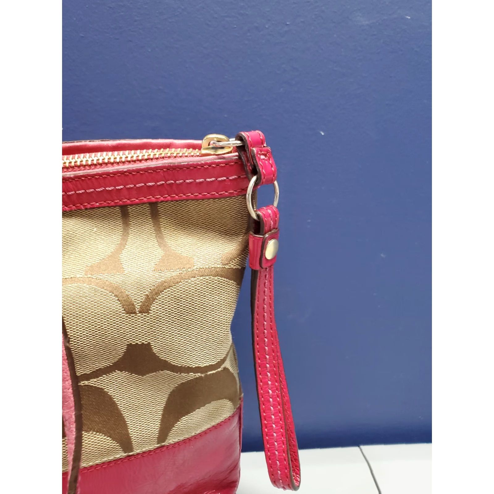 Coach CoacH Signature Tote Bag Womens Monogram Jacquard Casual Shoulder Strap with Wallet Brown Tan Pink Size ONE SIZE - 7 Thumbnail