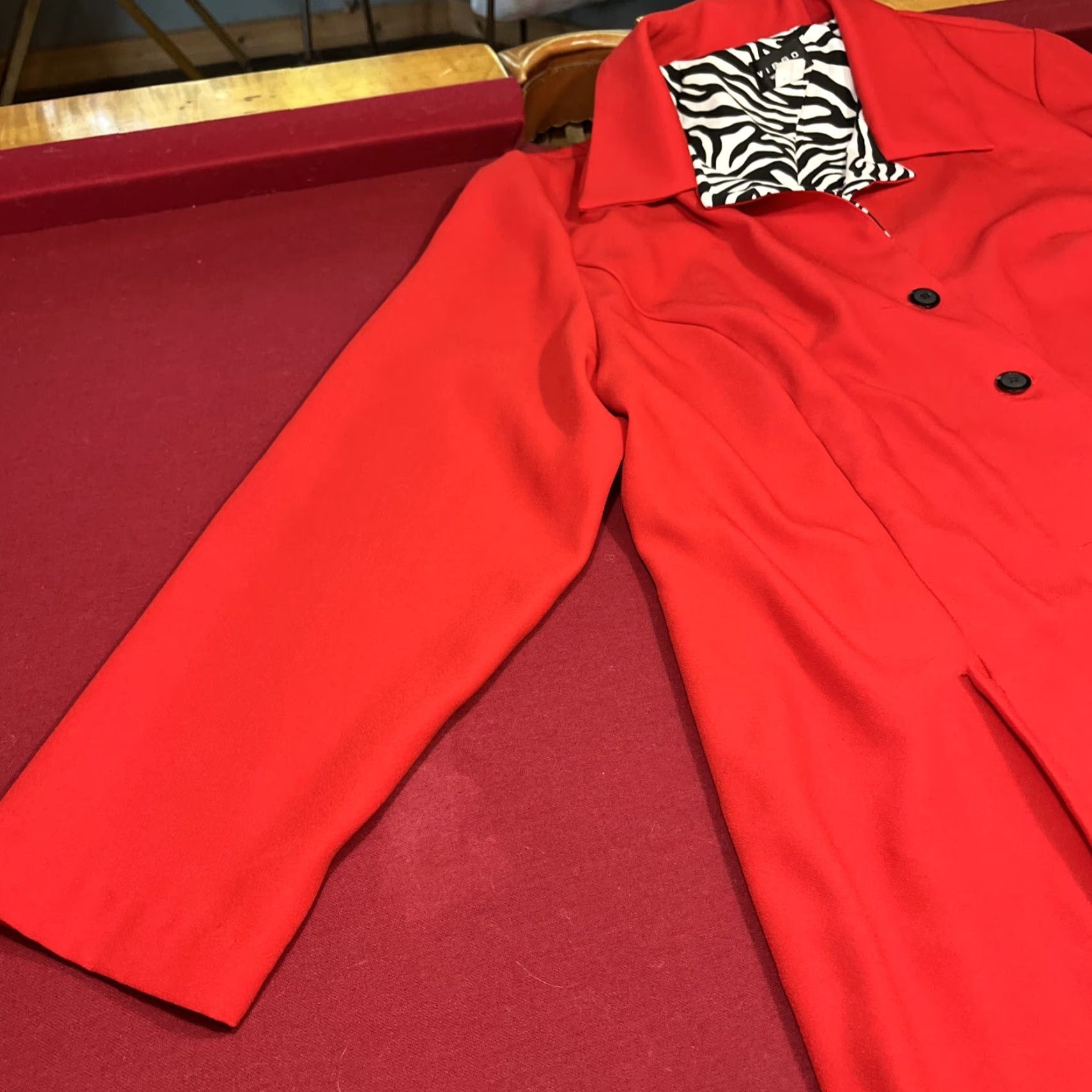 Vintage VIRGO WOMAN 2XL Long Red Button Jacket Duster Zebra Print Lining Trench Coat Unisex Adults Size XXL / US 16-18 / IT 52-54 - 7 Thumbnail