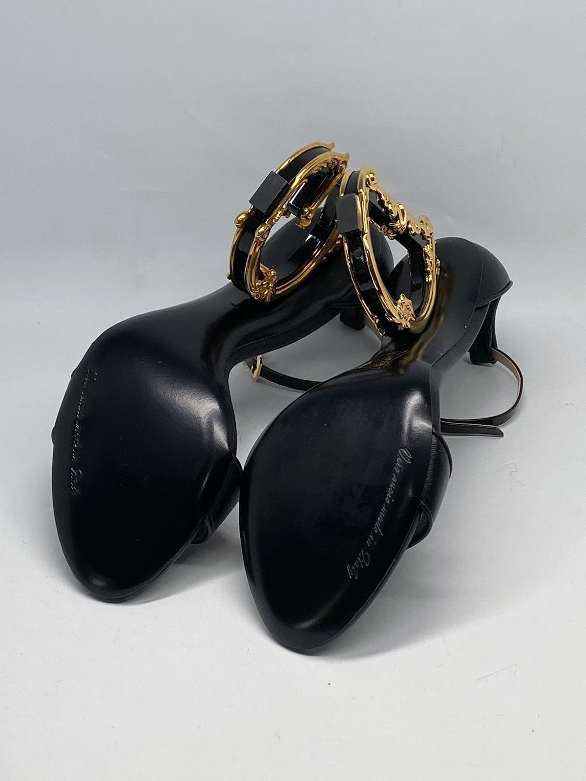 Dolce & Gabbana Dolce&Gabbana Sculpted-Heel DG Leather Sandals size 38 Size US 8 / IT 38 - 12 Thumbnail